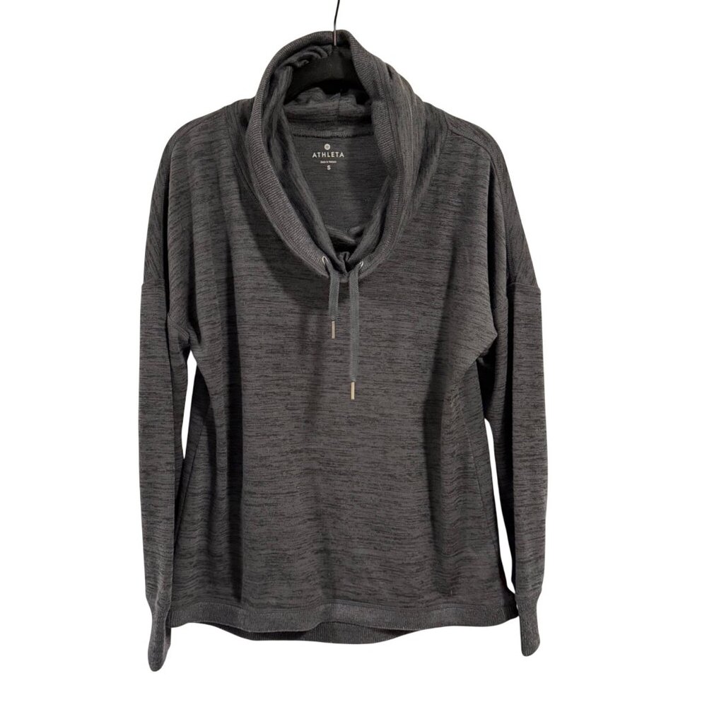 Athleta‎ Blissful Drawstring Cowl Neck Heathered Gray Sweatshirt Size S